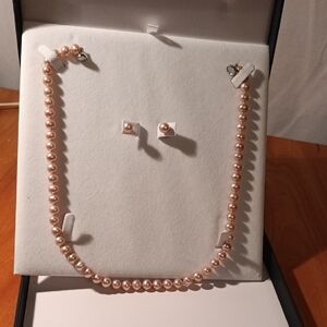 The Pearl Source Elegant Pearl Necklace and Earring Set